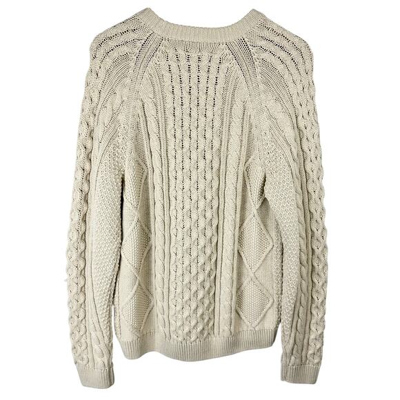 Nike Life Cable Knit Men’s Size Small Sweater Wool Blend Loose Fit Swoosh Cream - Picture 6 of 10